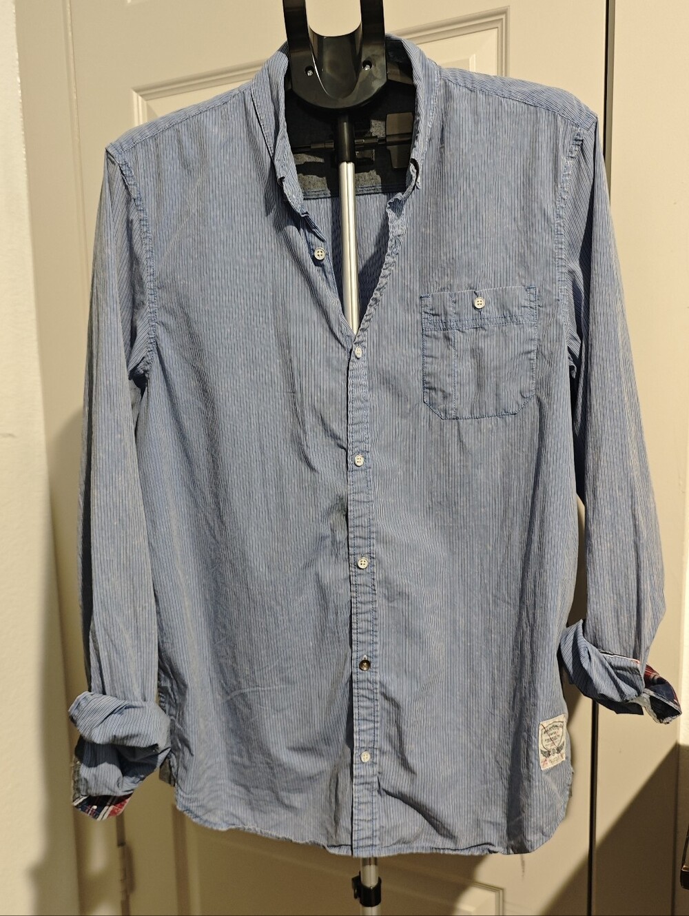 Buffalo David Bitton Men's Blue Long Sleeve Shirt with Pocket Size XL